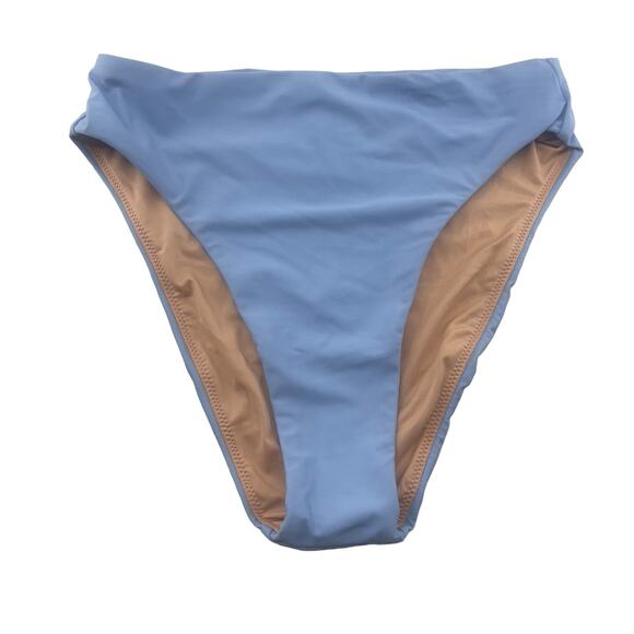 J Crew High Rise Bikini Bottoms Blue High Cut Leg Size Small BF178 New With Tags - Picture 1 of 5